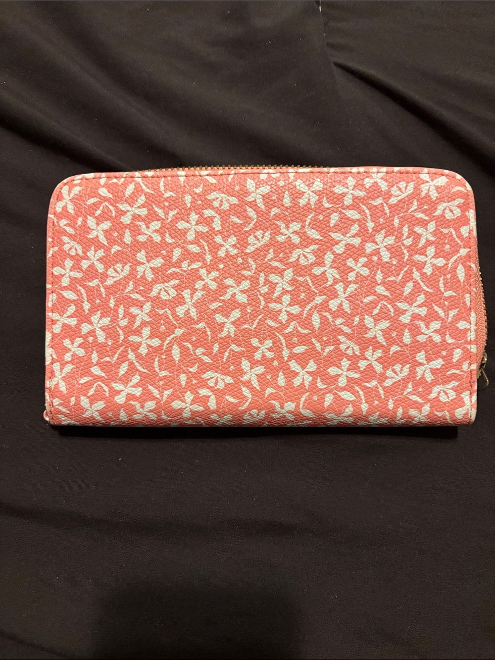 A New Day Zip-Around Floral Wallet in Coral and White